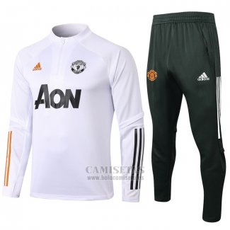 Chandal de Sudadera del Manchester United Nino 2020-2021 Blanco