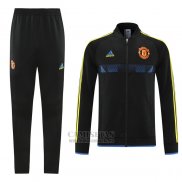 Chandal de Chaqueta del Manchester United 2021-2022 Negro y Azul