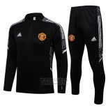 Chandal de Sudadera del Manchester United UCL Nino 2021-2022 Negro