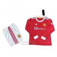 Camiseta Manchester United Primera Manga Larga Nino 2021-2022