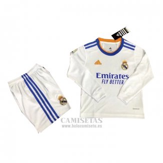 Camiseta Real Madrid Primera Manga Larga Nino 2021-2022