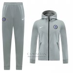 Chandal con Capucha del Chelsea 2020-2021 Gris  Chandal con Capucha del Chelsea 2020-2021 Gris